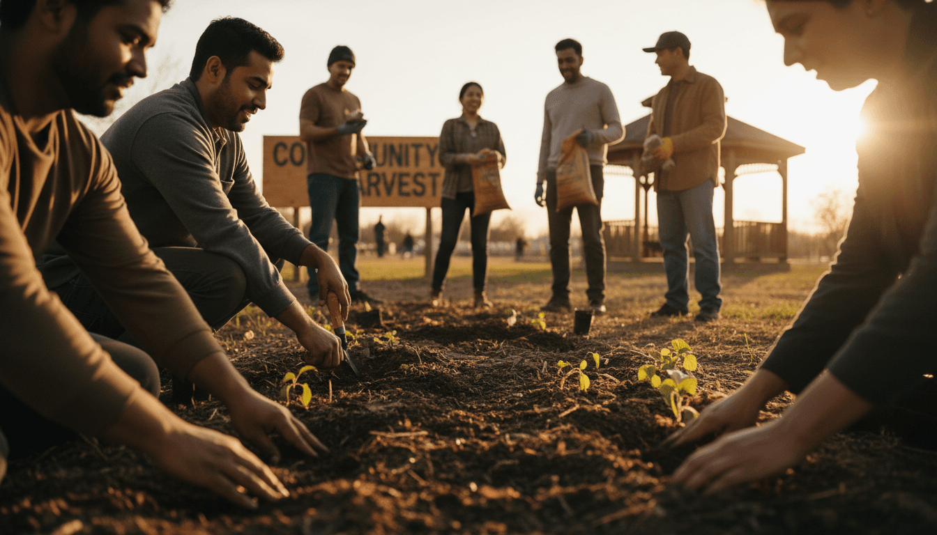 Diverse community members collaborating together on a shared initiative